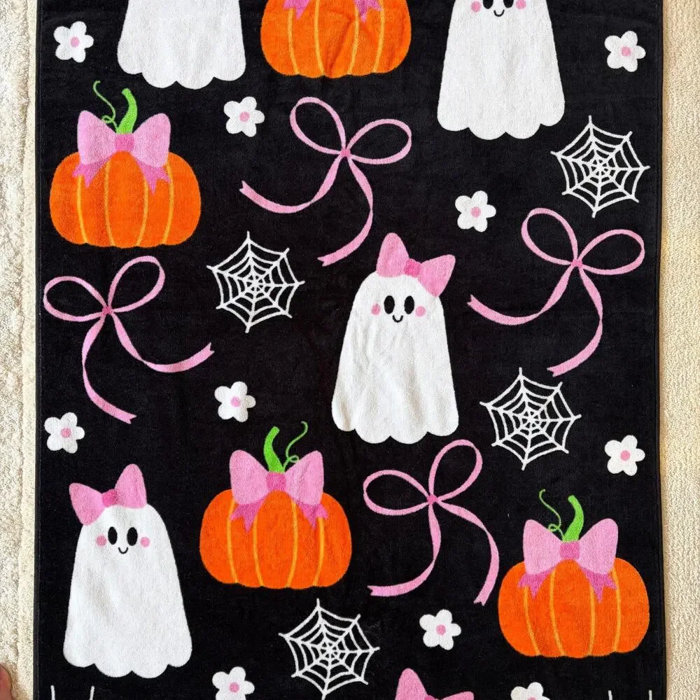 NEW Kassafina Coquette Halloween Bath Towel Set of 2 100% Cotton VIRAL
